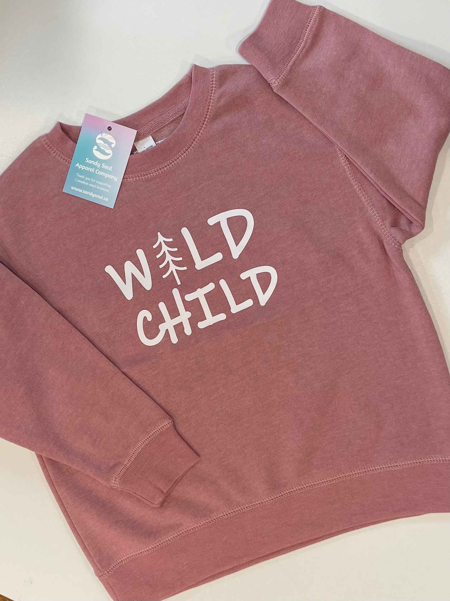 Wild Child Crewneck Sweatshirt - Dusty Rose